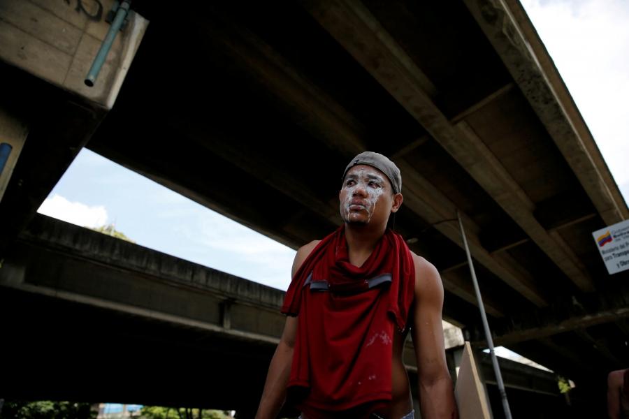 A demonstrators attends a rally against Venezuela's President Nicolas Maduro's government in Caracas