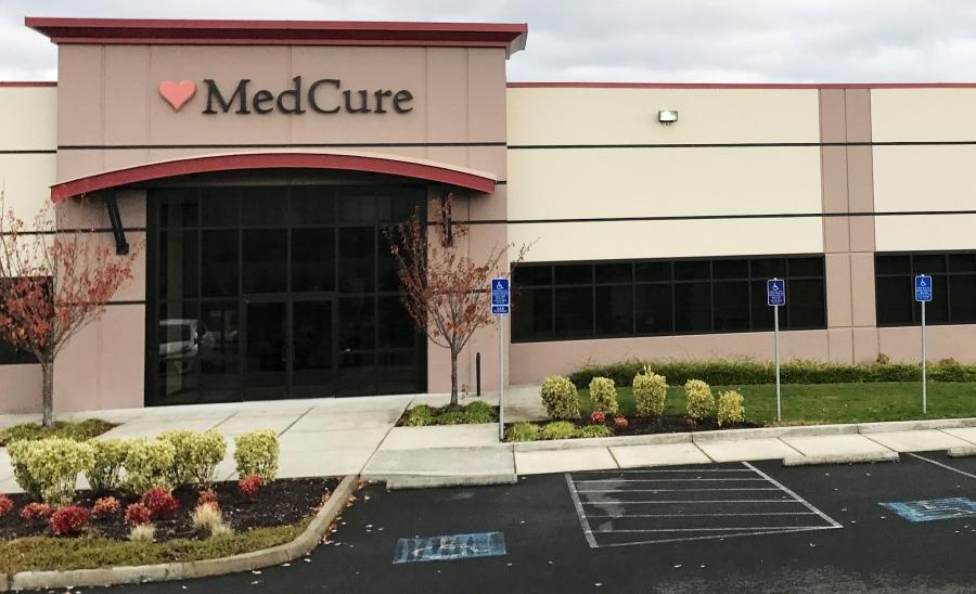 The headquarters of MedCure, one of the nation's largest body brokers, raided by FBI agents last week conducting a search warrant, is shown outside Portland, Oregon, Nov. 6, 2017. 