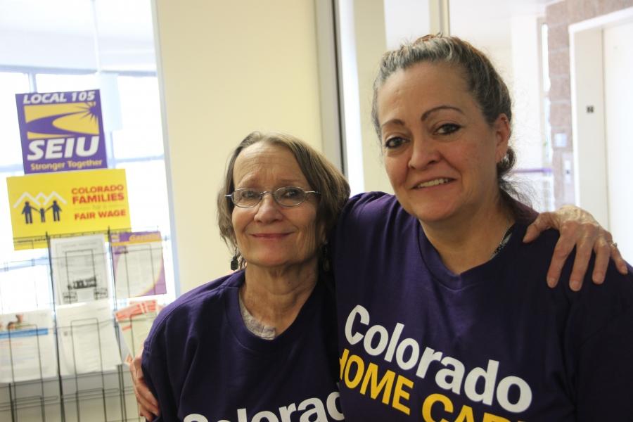 Personal care workers Marilyn Sorensen (left) and Candice Bateman in Denver. A person needs to earn $21 an hour to afford the average two-bedroom apartment in Denver, but average wages are only around $17 an hour.