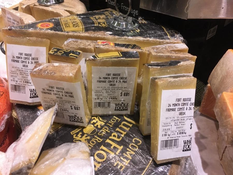 Imported cheese, like French Comté, can cost a lot more in Canada than in the US or Europe, because of Canadian tariffs.