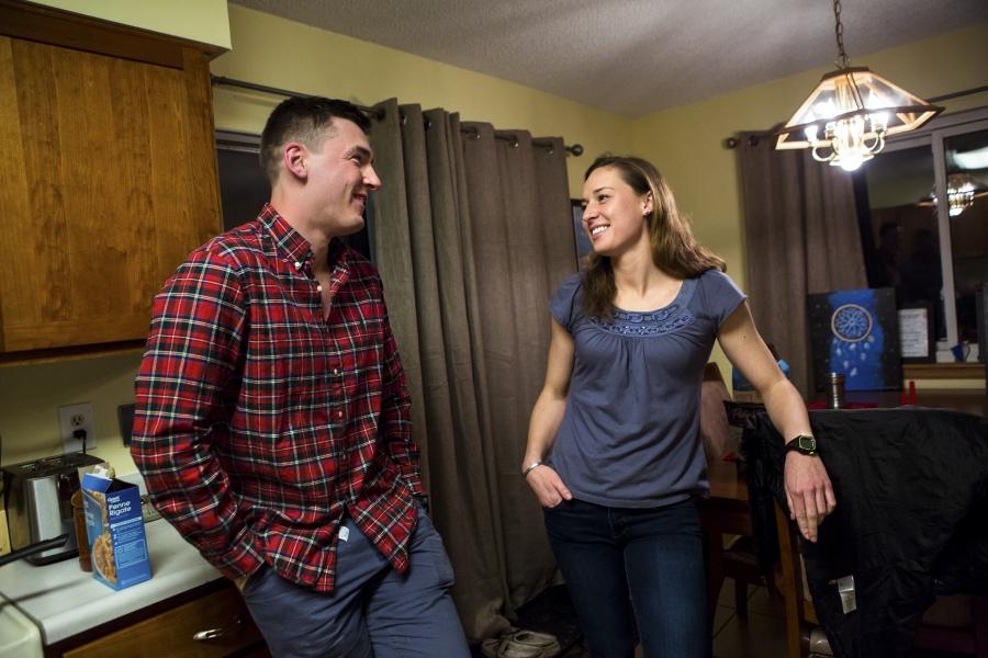 First Lieutenant Erica MacSwan and her boyfriend First Lieutenant Timothy Lynch at MacSwan's home.