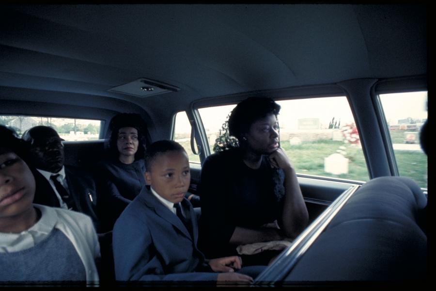 King’s widow, Coretta Scott King, sat at the far rear corner, with their children and other family on route to the first of two funeral services held on April 9, 1968, in Atlanta, Georgia. 