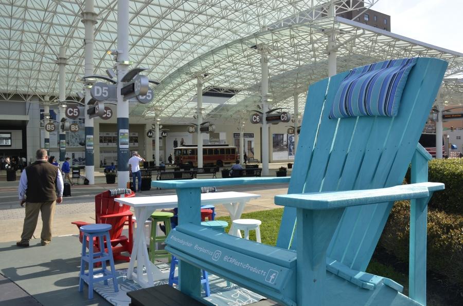 A High Point Market central meeting spot: The big chair. 