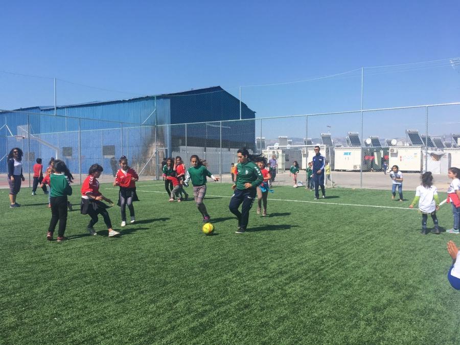 Khalida Popa training with a team of Mexican teenage girls for the Street Child World Cup
