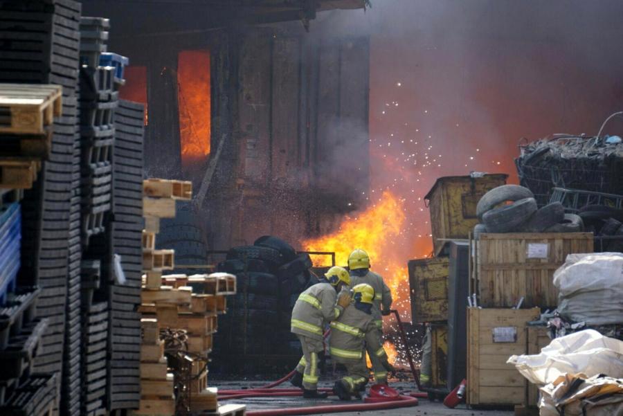 Fire broke out in an e-waste scrapyard in March in the New Territories region of Hong Kong.