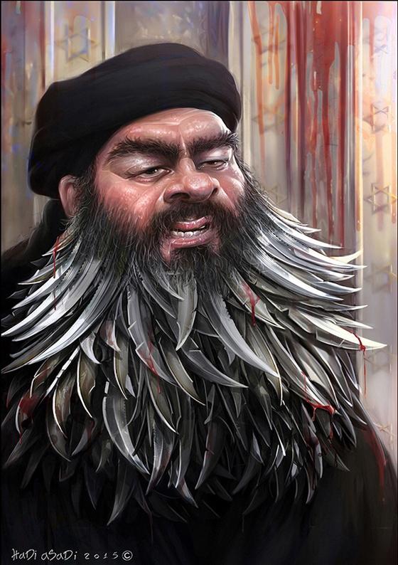 Caricature of Abu Bakr al-Baghdadi, the self-proclaimed Caliph of the so-called Islamic State. 