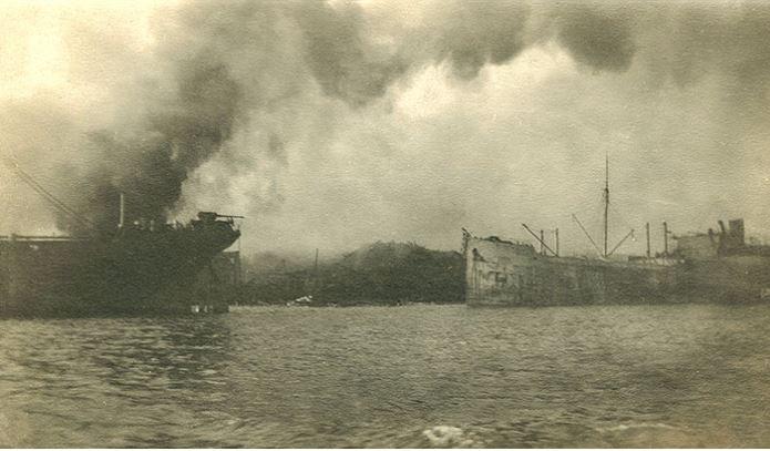 Ships in the harbour after the Halifax Explosion 1917
