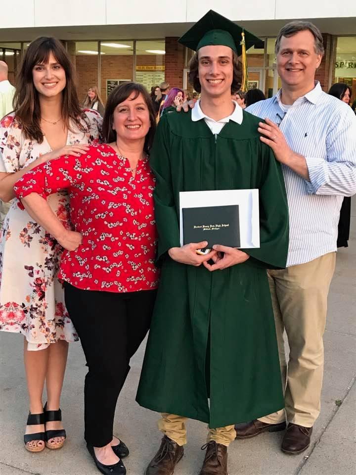 Karolina Chorvath and her family back in Michigan to celebrate her brother's high school graduation. 