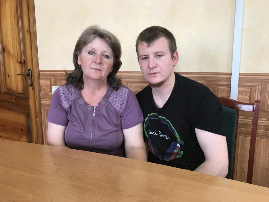 Victor Ageev and his mother in Ukraine. 