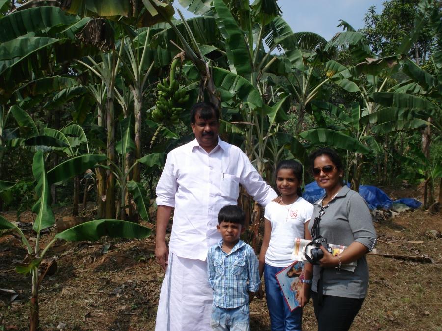The Tharakan family, from left to right: Vargheese, 6-year-old Varun, 10-year-old Varsha, and Sandhya.