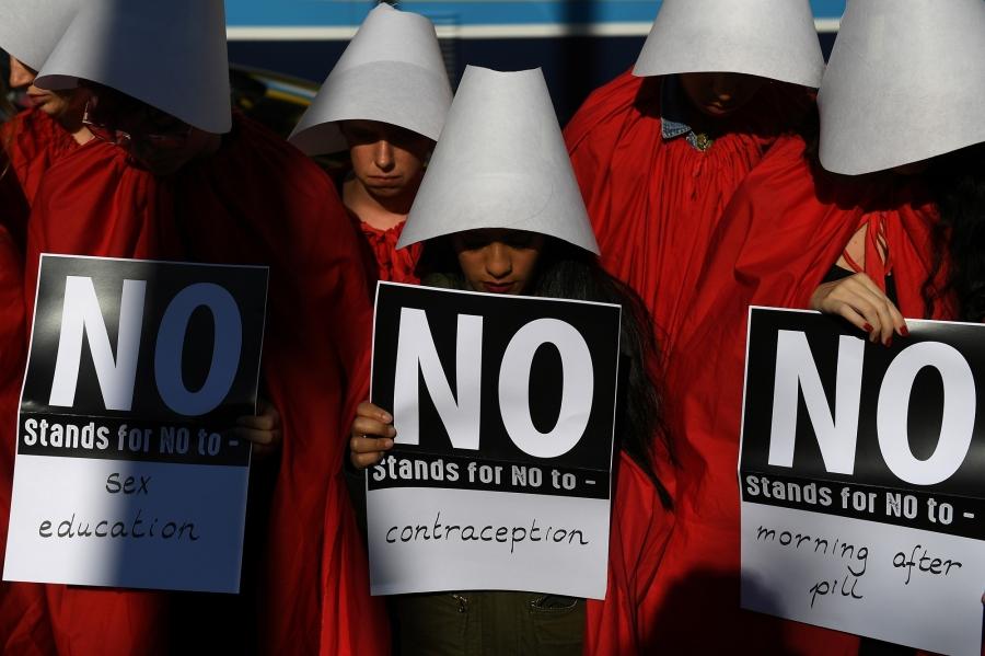 Abortion-rights activists take part in a demonstration ahead of a referendum on abortion law, in Dublin, Ireland May 2018.