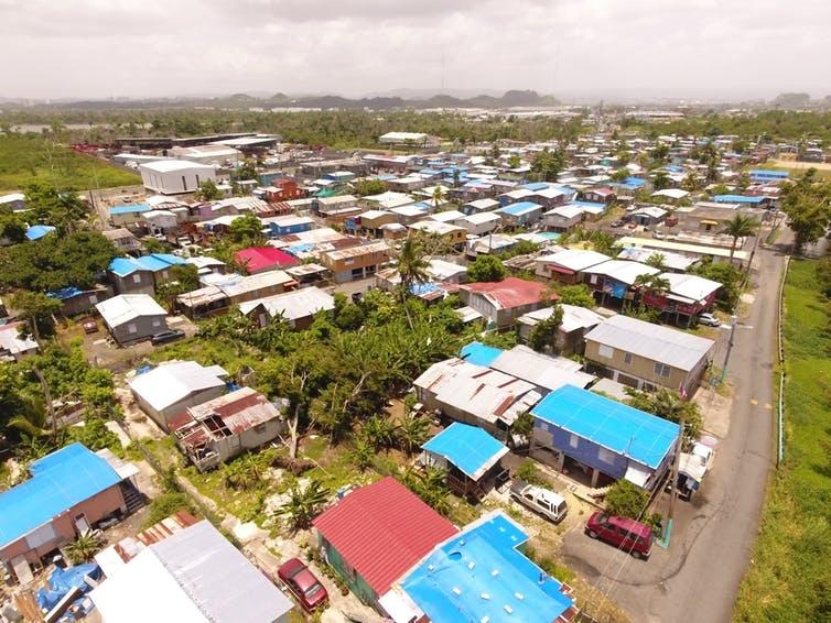 an aerial view of a neighborhood in puerto rico