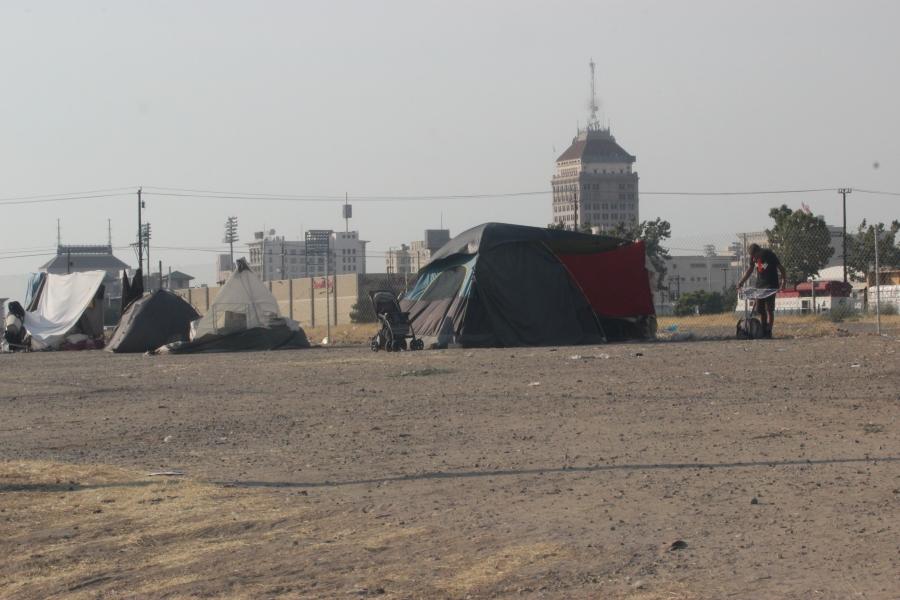 a homeless camp in fresno