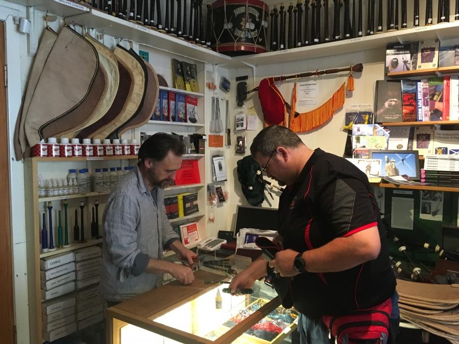 Alan Waldron restores antique bagpipes and makes new ones at his shop in Scotland