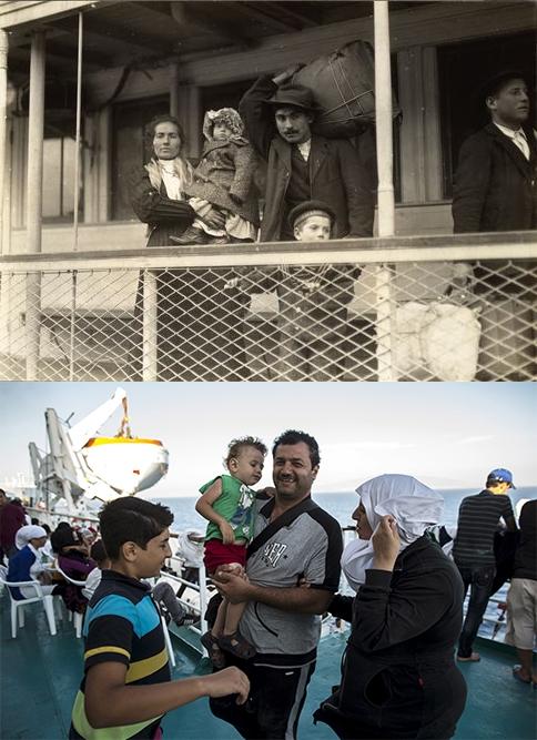 Syrian refugees and Ellis Island immigrant matching photos 06