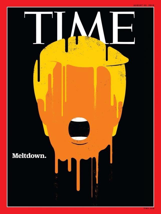 Edel Rodriguez's "Meltdown" illustration of Donald Trump for Time's cover.