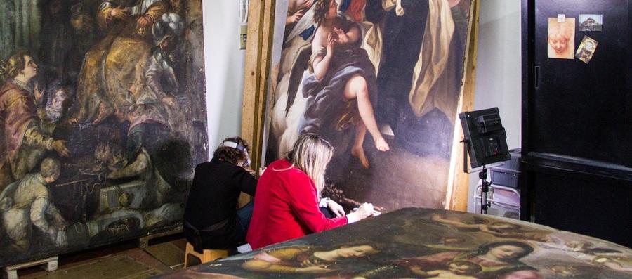 Conservators restore the work of Violante Siries Cerrotti, a 16th century artist from Florence.