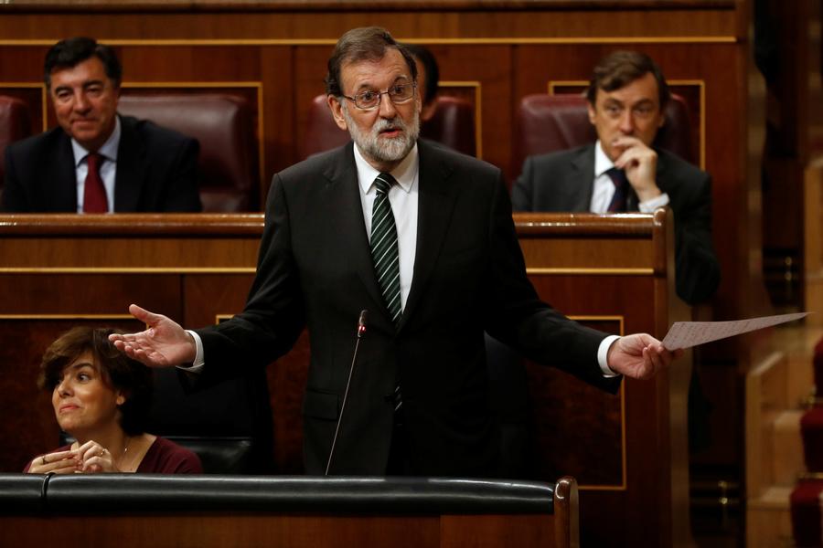 Spanish Prime Minister Mariano Rajoy at the Parliament in Madrid, October 18, 2017.