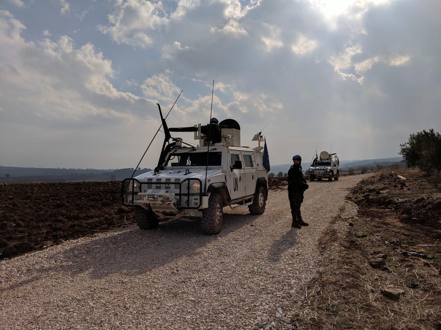 UNIFIL peacekeepers on patrol near the Israel-Lebanon border, Nov. 29, 2017.