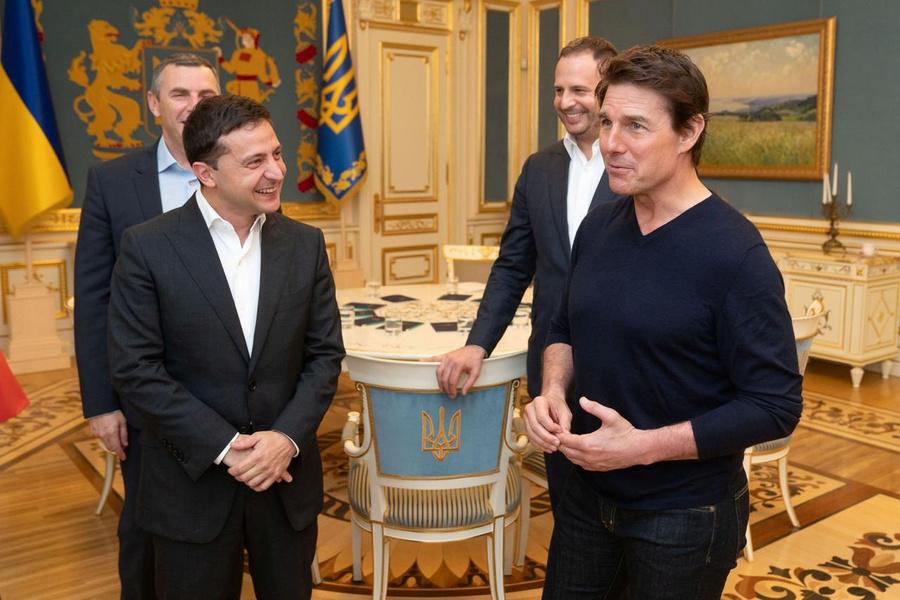 Ukraine's President Volodymyr Zelenskiy meets with actor and producer Tom Cruise