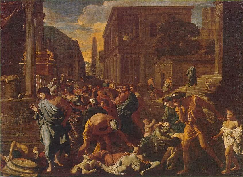 A painting of people suffering from the Plague of Ashdod. 