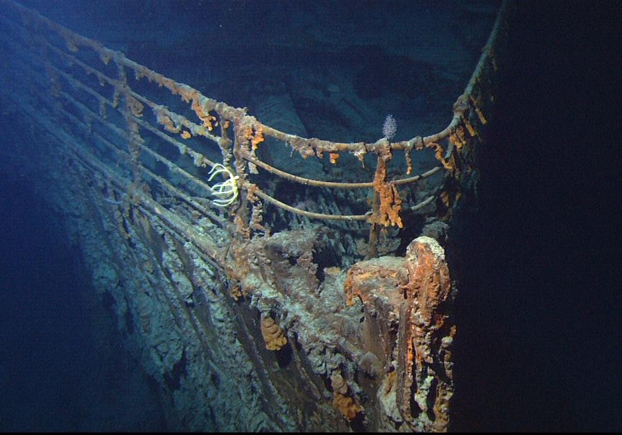 The bow of the Titanic, photographed on a return voyage in 2004. 