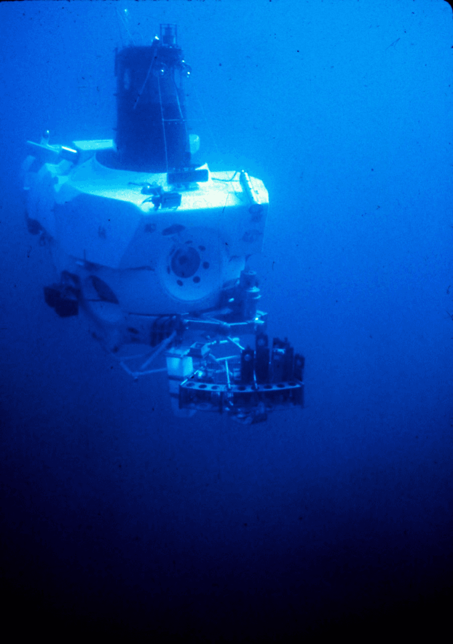 The submersible Alvin exploring hydrothermal vents in 1978. 