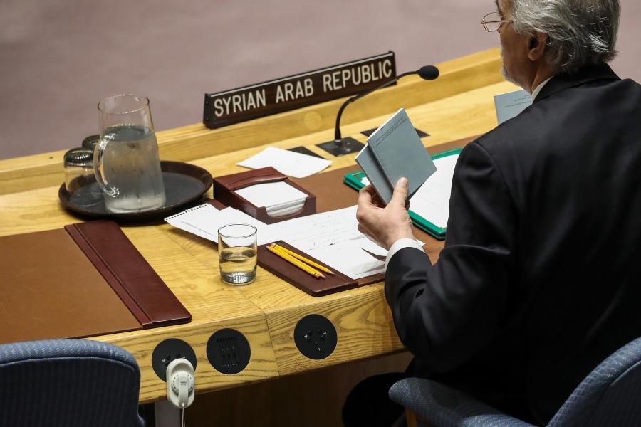 Diplomats like Syrian ambassador Bashar Jaafari, pictured here at the U.N. in 2018, have been known to brandish the U.N. Charter to emphasize their points during speeches. 