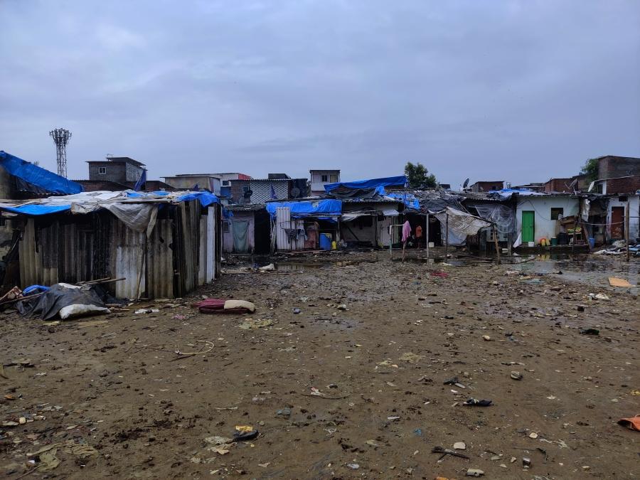 a view of temporary shelters in a neighborhood