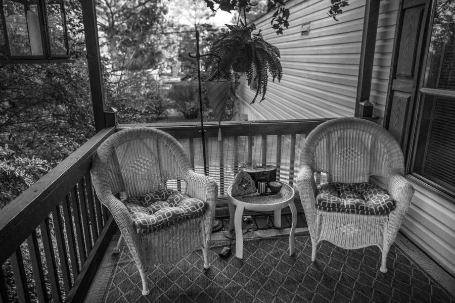 Brandon Ladner. Pelham, Alabama. Here is the front porch of Ladner's home. Ladner was a US Marine Corps Veteran who fought in Afghanistan's Helmand Province. Brandon, suffering from PTSD shot himself inside his living room. The bullet remains lodged in th