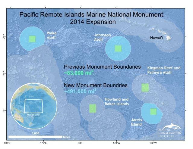 Map of the Pacific Remote Islands Marine National Monument, one of the most pristine tropical marine environments in the world.