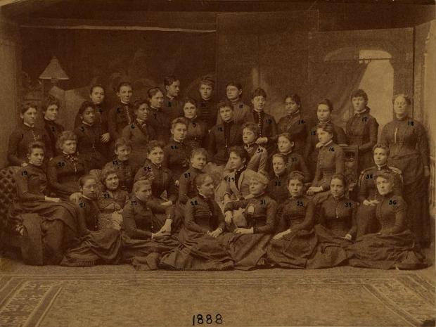 A class photo at the Women's Medical College of Pennsylvania in 1888