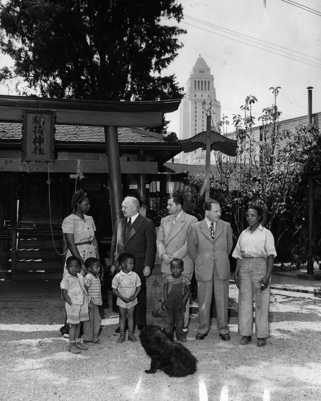 The mayor poses in Little Tokyo/Bronzeville in 1944.