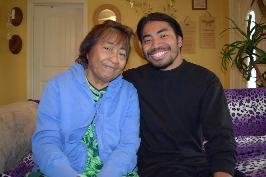Chris Balos sitting with his grandmother, Bokkie Matato