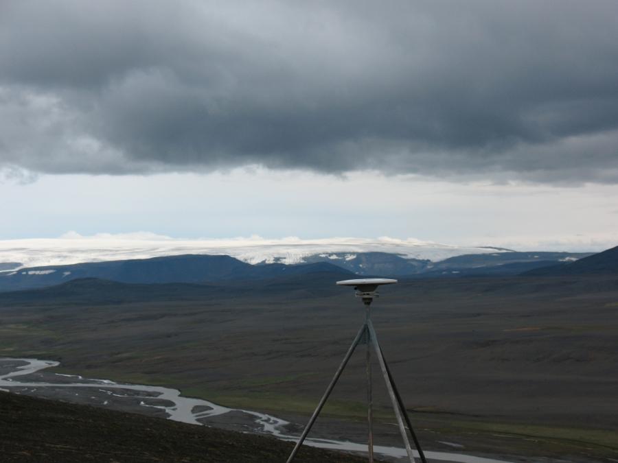 A GPS receiver is part of Iceland's network of 62 such receivers that geoscientists are using to detect movements of the Icelandic crust.
