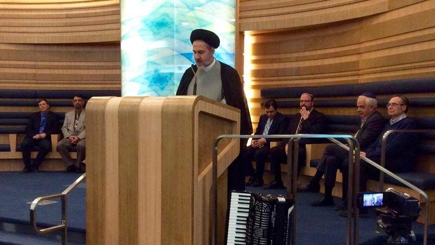 Imam Reza Hosseini Nassab spoke at an event in March hosted by Rabbi Cory Weiss of Temple Har Zion in Toronto, Canada.  