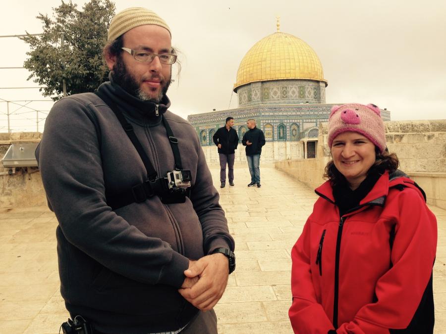 Gilad Hadari, a religious Jewish activist, and Hadassah Lev visit the Temple Mount as part of a campaign to allow Jews to pray there.