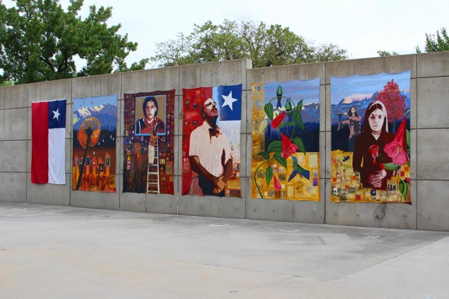 Murals commemorating victims of the attack hang in Washington, DC.
