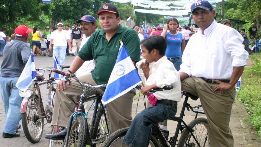 Nicaraguans at a political march in the capital Managua. August 28, 2005
