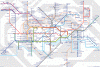 A multi-colored map of London's subway system. 