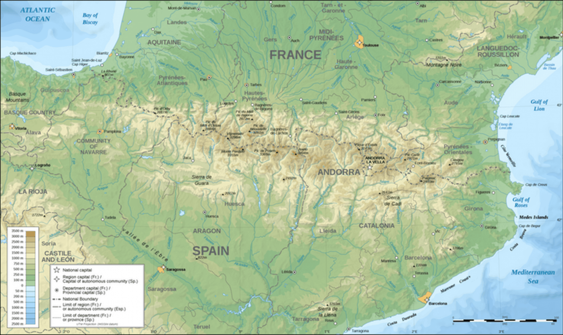 map of pyrenees