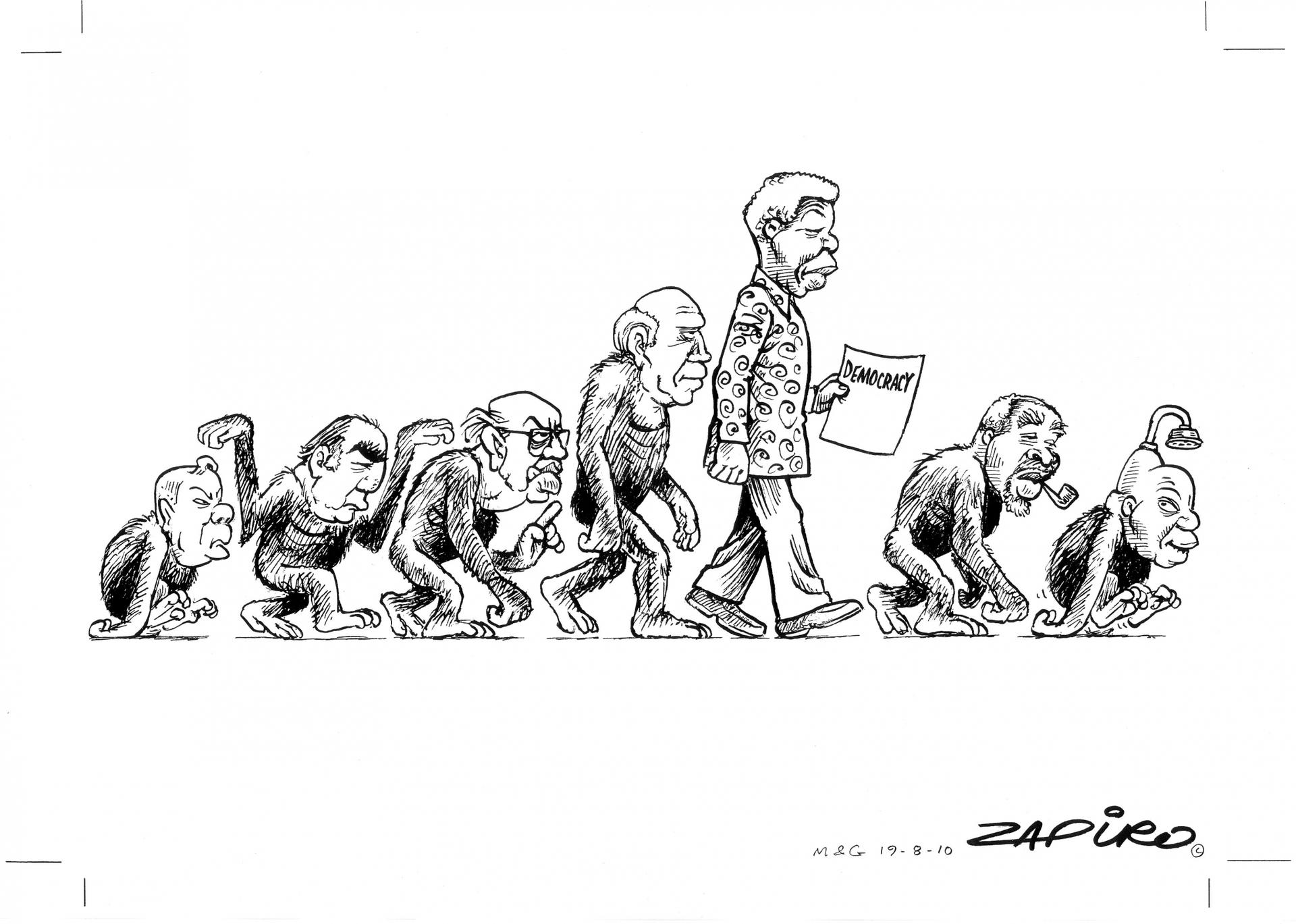 "Evolution of Democracy" in South Africa.