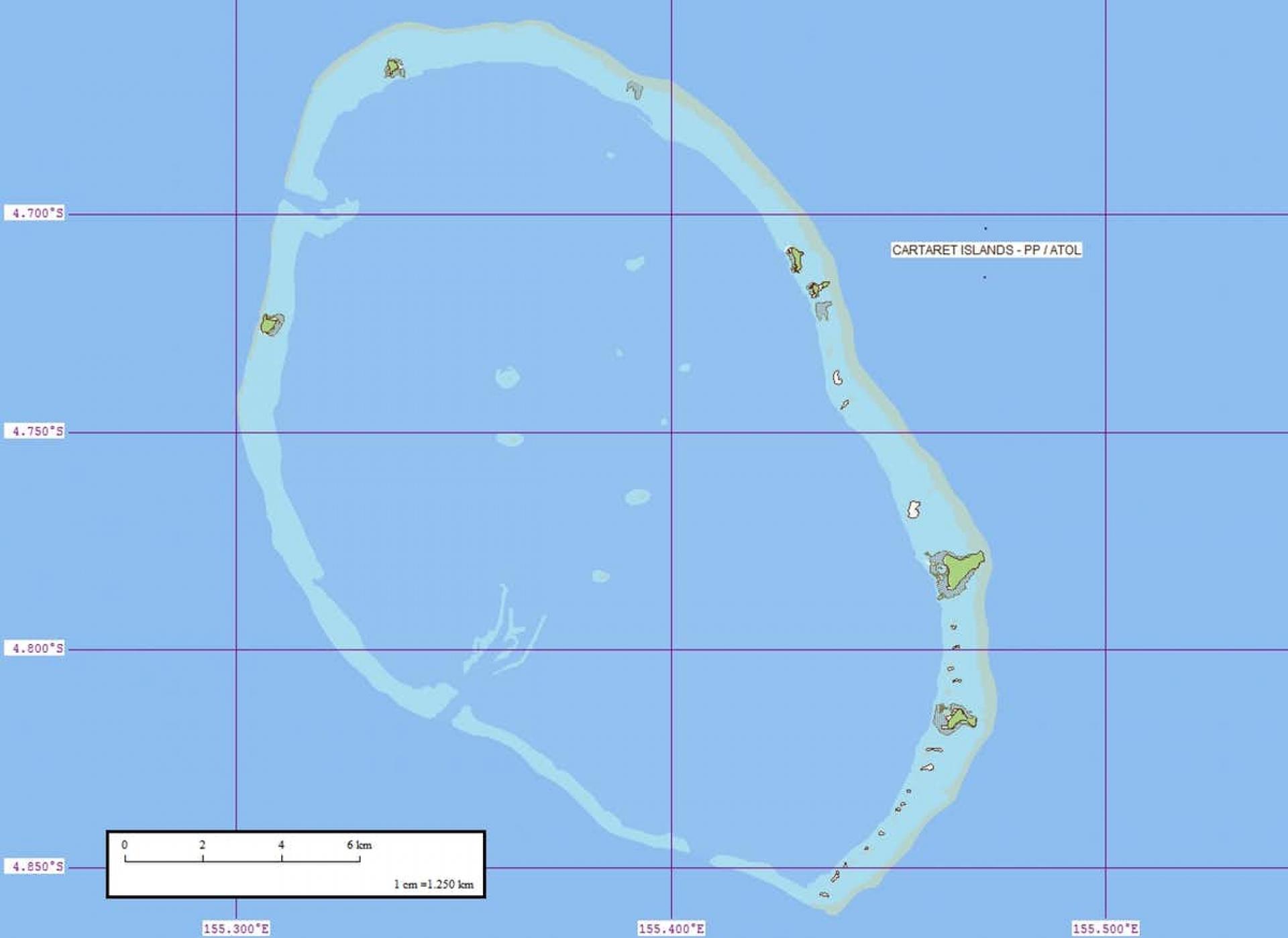 The Carteret Islands make up a low-lying atoll in the South Pacific Ocean. 