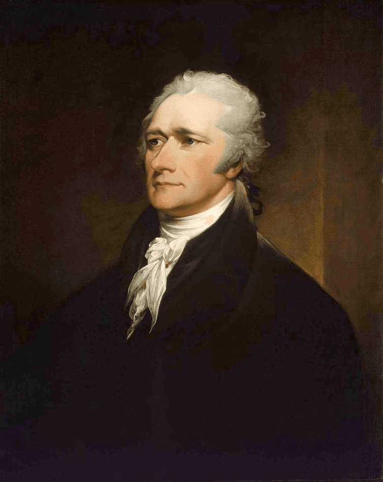 A portrait of Alexander Hamilton. 