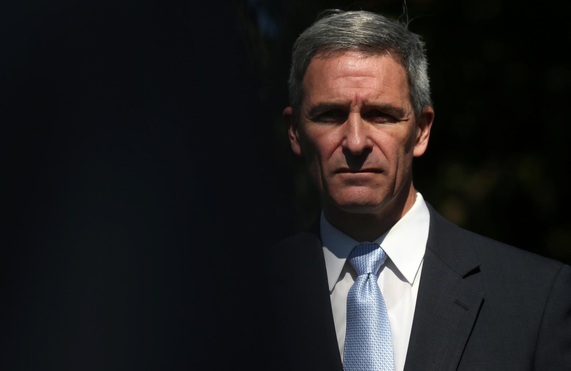 Immigration hawk Ken Cuccinelli, acting director of US Citizenship and Immigration Services, speaks to the news media at the White House in Washington, DC, on Sept. 27, 2019.