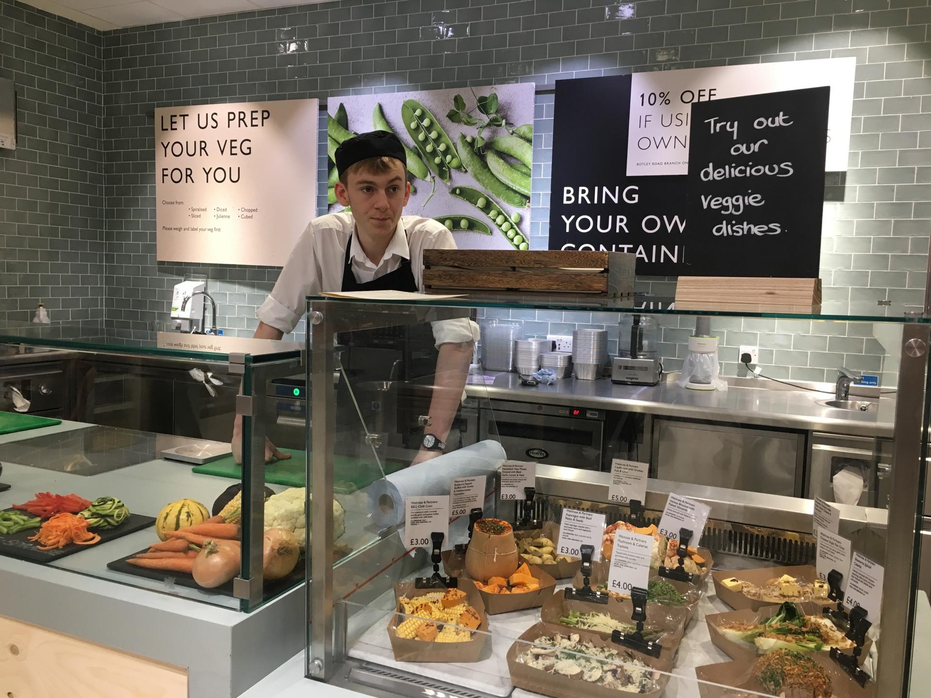 Customers can shop at the Waitrose deli without using plastic packaging.