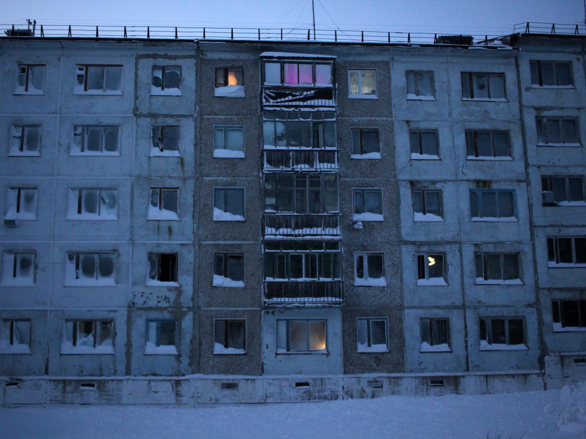 A block of Soviet-style apartments