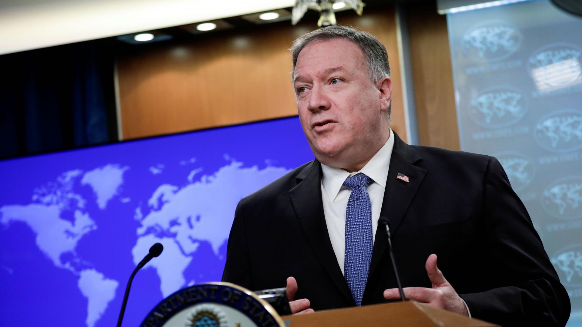 US Secretary of State Mike Pompeo delivers remarks to the media at the State Department in Washington, March 5, 2020. 