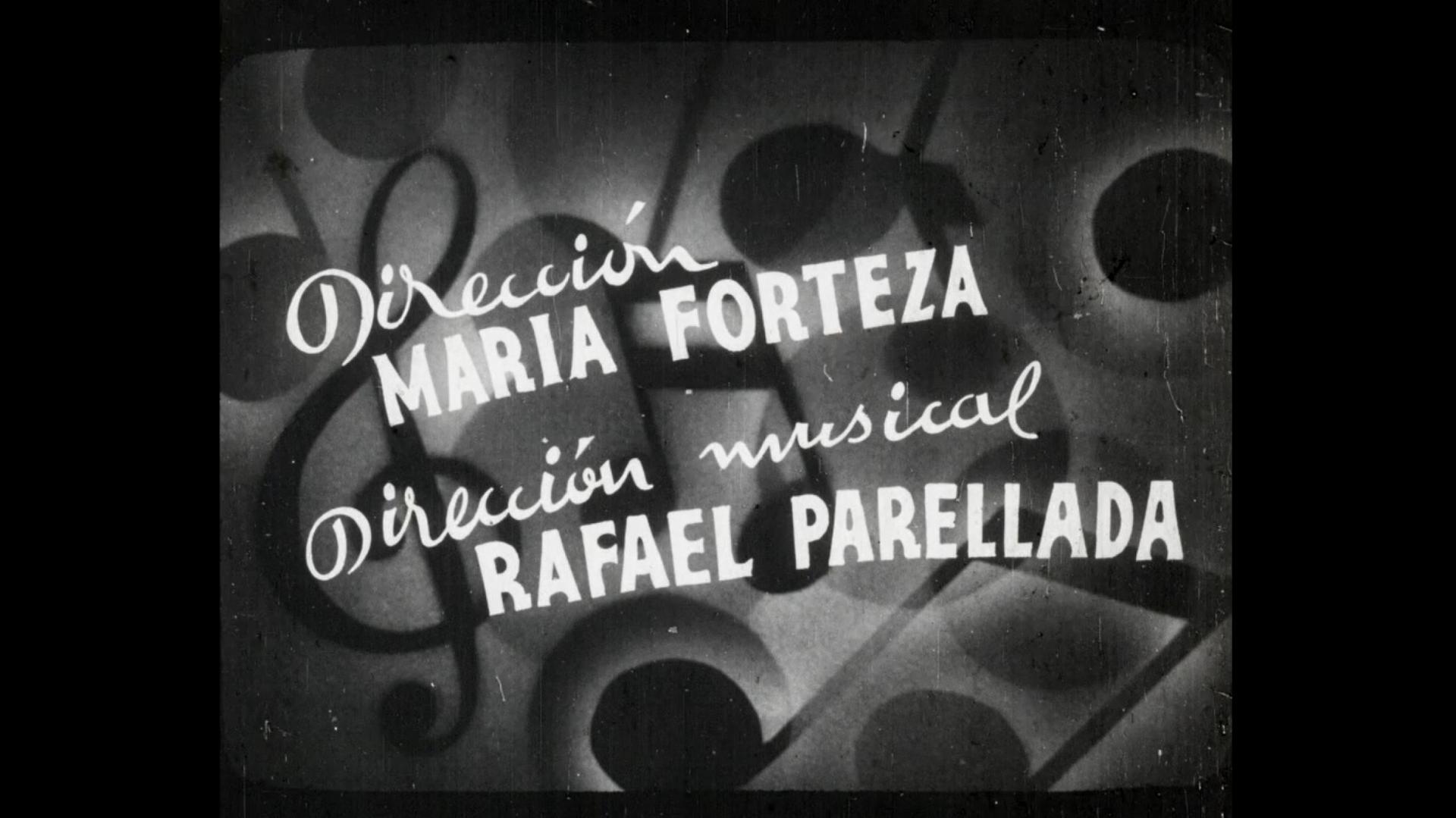 A screenshot of an old black and white film credit