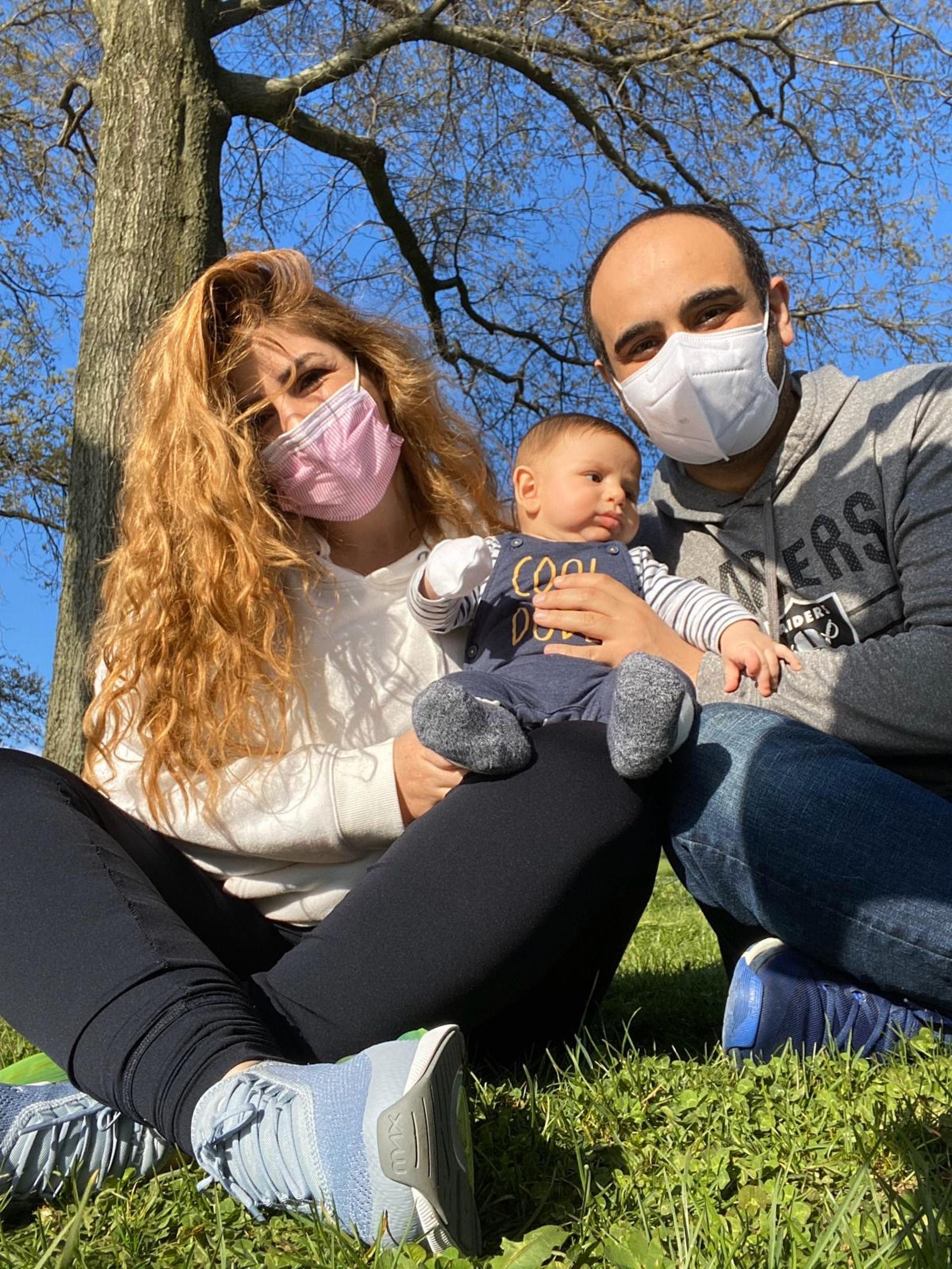 Rami and Shaza with their 4-month-old son, Kosai. 